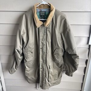 Vtg‎ Scandia Woods Chore Coat Mens Large Khaki Blanket Lined Utility Barn Rustic
